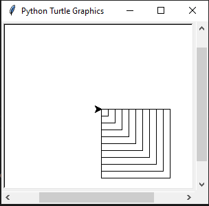 turtle spiral of squares