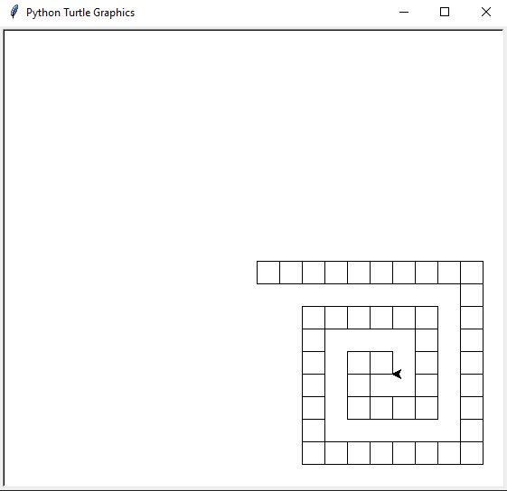 turtle spiral of squares